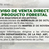 AVISO DE VENTA DIRECTA - 29 DE OCTUBRE EN LA PAZ